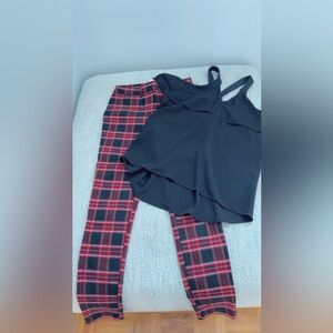 Stylish Black Top Fashion Web & Red Plaid Pants Twik from Simons